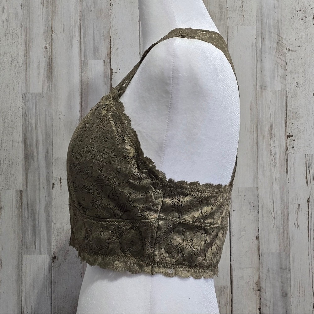Zenana Olive Green Floral Lace  Racerback Bralette Size XL - Picture 3 of 7